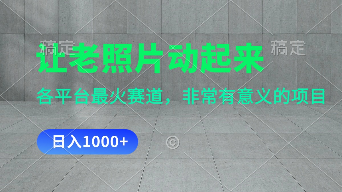 （11671期）让老照片动起来，一天变现1000+，各平台最火赛道，看完就会-轻创淘金网