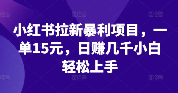 小红书拉新暴利项目，一单15元，日赚几千小白轻松上手-轻创淘金网